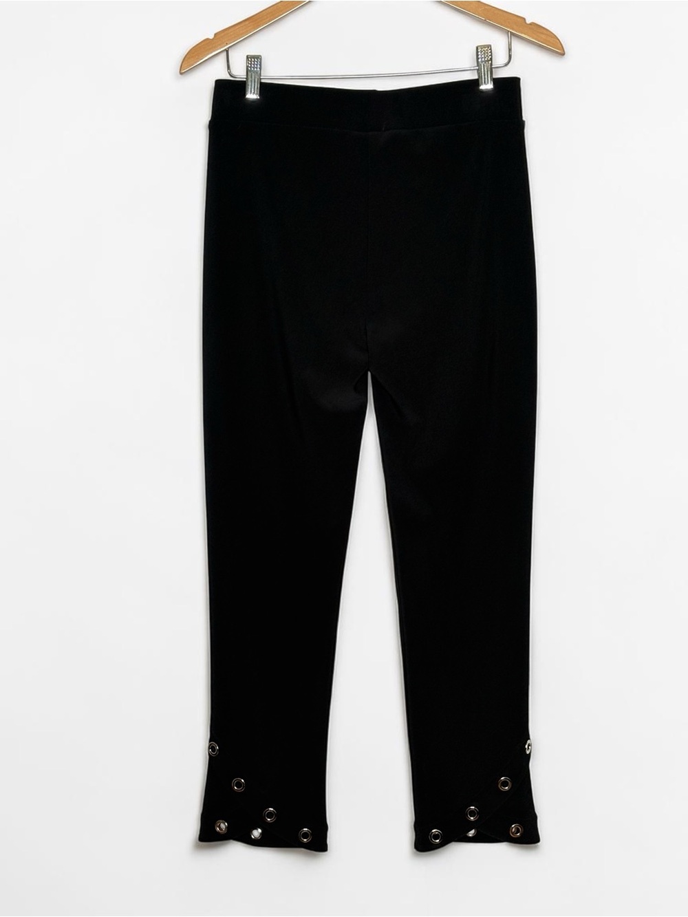 Joseph Ribkoff Eyelet Hem Stretch Knit Pants Black • US Size 8 • Style 222132 - Picture 6 of 12